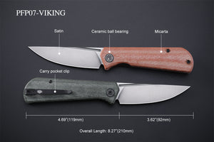 Petrified Fish PFP07 Viking  ,3.62" K110 Satin Blade, 123g G10 Handle Front Flipper Liner lock Folding knife