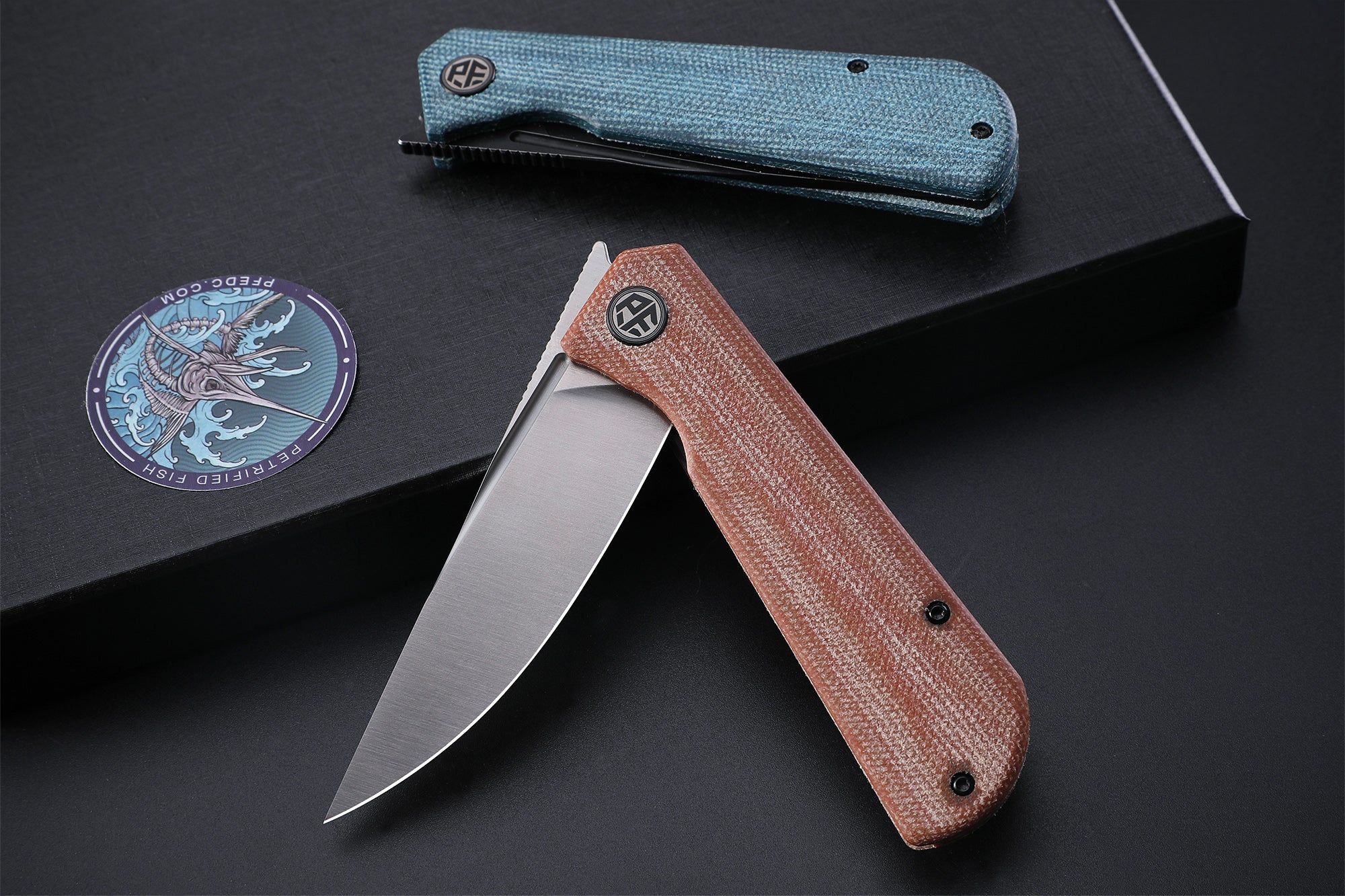 Petrified Fish PFP07 Viking  ,3.62" K110 Satin Blade, 123g G10 Handle Front Flipper Liner lock Folding knife