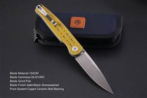 Petrified Fish PFE07 Morse ,3.31" 154CM Satin Blade, 85g G10 Handle Front Flipper Liner lock  Folding knife